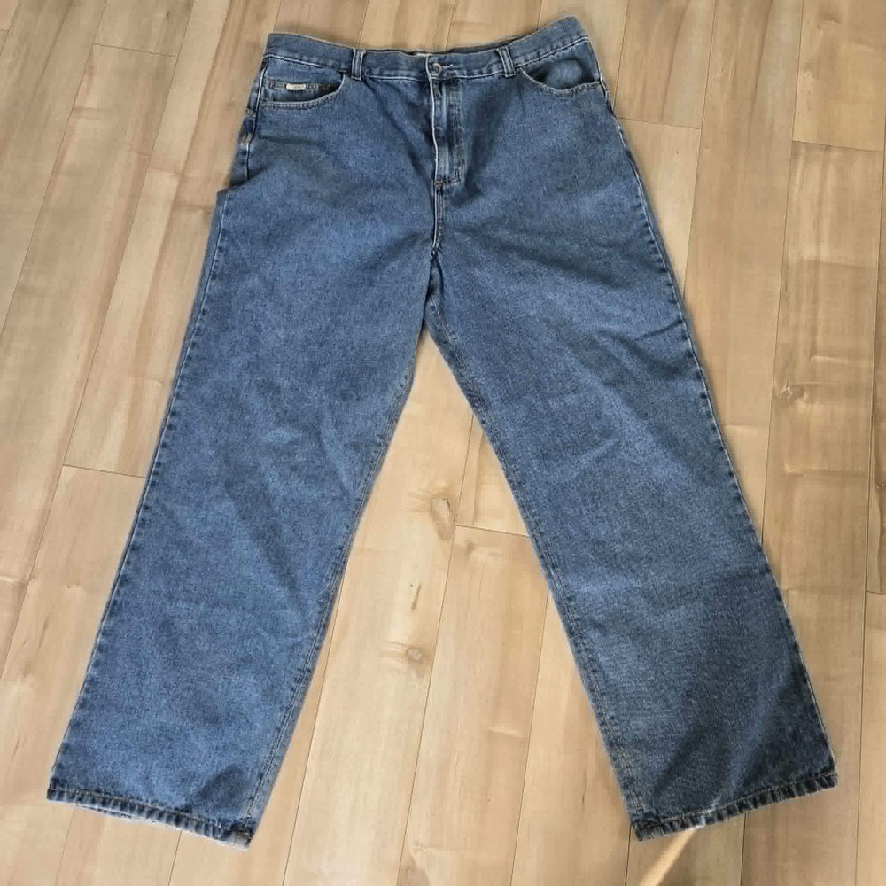 Vintage Y2K Split Jeans: Baggy Wide Leg Denim (38x30)